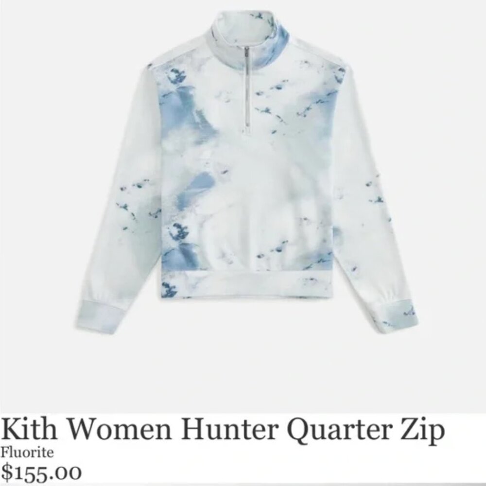 Kith Hoodie Women’s Hunter Quarter Zip Blue Tie Dye Size XS
